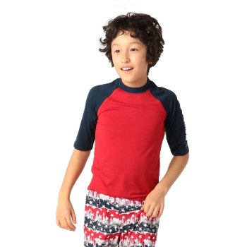 Columbia Sandy Shores Short Sleeve Sunguard, Camiseta Grises Oscuro Azules Rojos Para Niño | 195420-